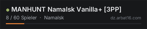 MANHUNT Namalsk Vanilla+ [3PP] in der DayZ-Serverliste von AR16