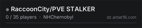 RaccoonCity/PVE STALKER on the AR16 DayZ server list