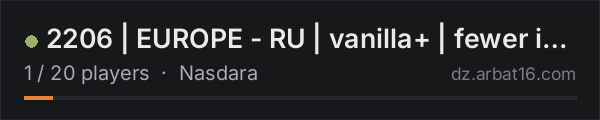 2206 | EUROPE - RU | vanilla+ | fewer infected | NPC | map on the AR16 DayZ server list