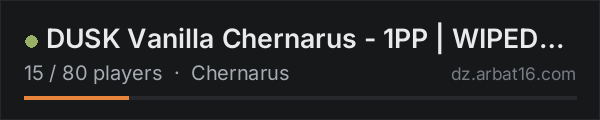 DUSK Vanilla Chernarus - 1PP | WIPED JULY 15 | NO MODS on the AR16 DayZ server list