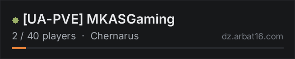 [UA-PVE] MKASGaming on the AR16 DayZ server list