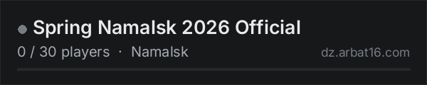 Spring Namalsk 2026 Official on the AR16 DayZ server list