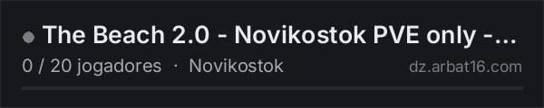 The Beach 2.0 - Novikostok PVE only - Survival, AI, Events & Mo na lista de servidores de DayZ da AR16