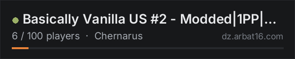 Basically Vanilla US #2 - Modded|1PP|Guns+|Airdrops|Keycards|Mi on the AR16 DayZ server list