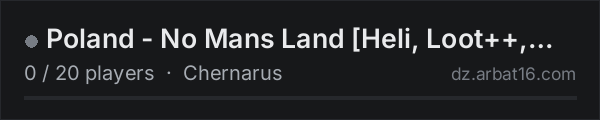 Poland - No Mans Land [Heli, Loot++, AI patrols, Zombie++] on the AR16 DayZ server list