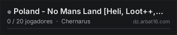 Poland - No Mans Land [Heli, Loot++, AI patrols, Zombie++] na lista de servidores de DayZ da AR16