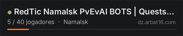 RedTic Namalsk PvEvAI BOTS | Quests | Survival na lista de servidores de DayZ da AR16