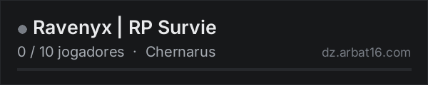 Ravenyx | RP Survie na lista de servidores de DayZ da AR16