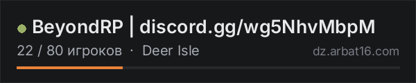 BeyondRP | discord.gg/wg5NhvMbpM в списке серверов DayZ от AR16