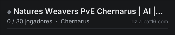 Natures Weavers PvE Chernarus | AI | Terje | 3PP | Traders | na lista de servidores de DayZ da AR16