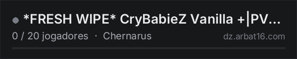 *FRESH WIPE* CryBabieZ Vanilla +|PVP|6 Group limit|1PP|AI Patro na lista de servidores de DayZ da AR16