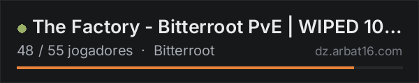 The Factory - Bitterroot PvE | WIPED 10/15 | discord.gg/TheFact na lista de servidores de DayZ da AR16