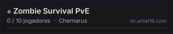 Zombie Survival PvE na lista de servidores de DayZ da AR16