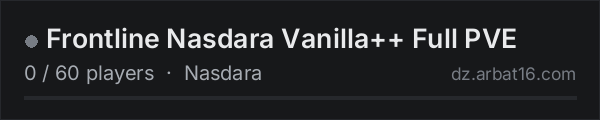 Frontline Nasdara Vanilla++ Full PVE on the AR16 DayZ server list
