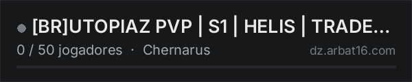 [BR]UTOPIAZ PVP | S1 | HELIS | TRADER | FULLMOD | WIPE 16/10 na lista de servidores de DayZ da AR16