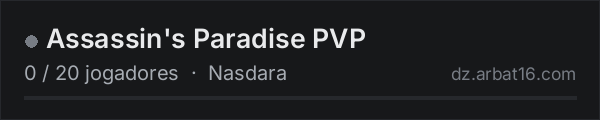 Assassin's Paradise PVP na lista de servidores de DayZ da AR16