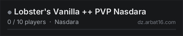 Lobster's Vanilla ++ PVP Nasdara on the AR16 DayZ server list