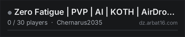 Zero Fatigue | PVP | AI | KOTH | AirDrops | Hacked Crates| and on the AR16 DayZ server list
