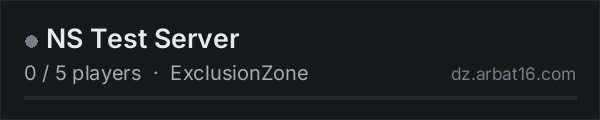 NS Test Server on the AR16 DayZ server list