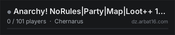 Anarchy! NoRules|Party|Map|Loot++ 1PP on the AR16 DayZ server list