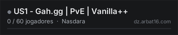 US1 - Gah.gg | PvE | Vanilla++ na lista de servidores de DayZ da AR16