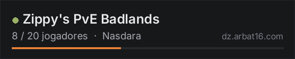 Zippy's PvE Badlands na lista de servidores de DayZ da AR16