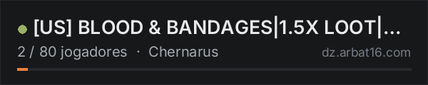 [US] BLOOD & BANDAGES|1.5X LOOT|CLUSTER na lista de servidores de DayZ da AR16