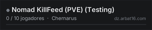 Nomad KillFeed (PVE) (Testing) na lista de servidores de DayZ da AR16