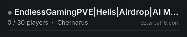 EndlessGamingPVE|Helis|Airdrop|AI Missions|PUBLIC TESTING on the AR16 DayZ server list