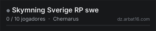 Skymning Sverige RP swe na lista de servidores de DayZ da AR16