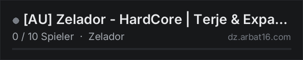 [AU] Zelador - HardCore | Terje & Expansion | .gg/DWXTaEXyUe in der DayZ-Serverliste von AR16