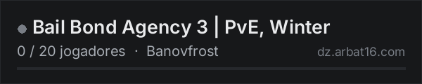 Bail Bond Agency 3 | PvE, Winter na lista de servidores de DayZ da AR16