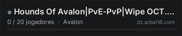 Hounds Of Avalon|PvE-PvP|Wipe OCT. 15| na lista de servidores de DayZ da AR16