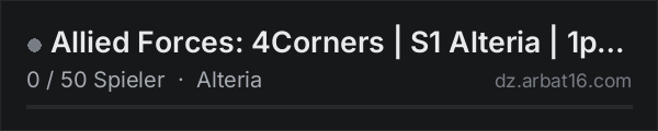 Allied Forces: 4Corners | S1 Alteria | 1pp | Wiped 6/26 in der DayZ-Serverliste von AR16