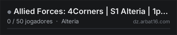 Allied Forces: 4Corners | S1 Alteria | 1pp | Wiped 6/26 na lista de servidores de DayZ da AR16