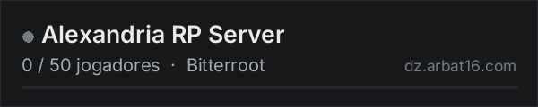 Alexandria RP Server na lista de servidores de DayZ da AR16