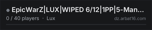 EpicWarZ|LUX|WIPED 6/12|1PP|5-Man|PVP|KOTH|AIRDROP|Hiddenstashe on the AR16 DayZ server list