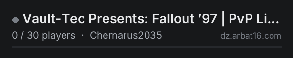 Vault-Tec Presents: Fallout ’97 | PvP Lite | New Vegas | on the AR16 DayZ server list