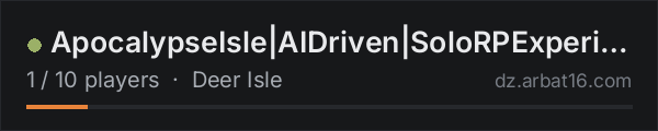 ApocalypseIsle|AIDriven|SoloRPExperience|SandboxBuilding|PVP+E on the AR16 DayZ server list
