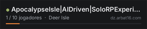 ApocalypseIsle|AIDriven|SoloRPExperience|SandboxBuilding|PVP+E na lista de servidores de DayZ da AR16