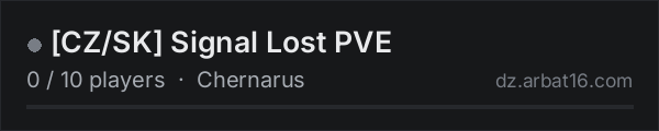 [CZ/SK] Signal Lost PVE on the AR16 DayZ server list