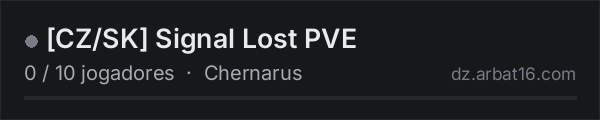 CZ/SK Signal Lost PVE na lista de servidores de DayZ da AR16
