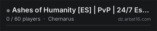 Ashes of Humanity [ES] | PvP | 24/7 Estable | discord.gg/Y5CUQk on the AR16 DayZ server list