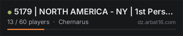 5179 | NORTH AMERICA - NY | 1st Person Only on the AR16 DayZ server list
