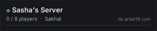 Sasha's Server on the AR16 DayZ server list