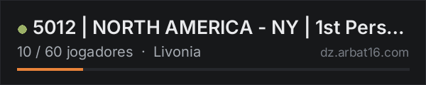 5012 | NORTH AMERICA - NY | 1st Person Only na lista de servidores de DayZ da AR16