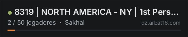 8319 | NORTH AMERICA - NY | 1st Person Only na lista de servidores de DayZ da AR16