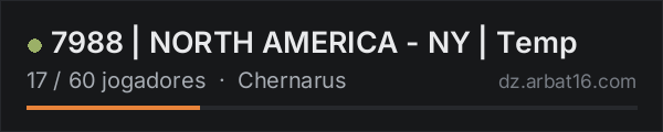 7988 | NORTH AMERICA - NY | Temp na lista de servidores de DayZ da AR16