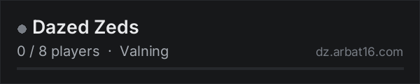 Dazed Zeds on the AR16 DayZ server list