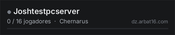 Joshtestpcserver na lista de servidores de DayZ da AR16